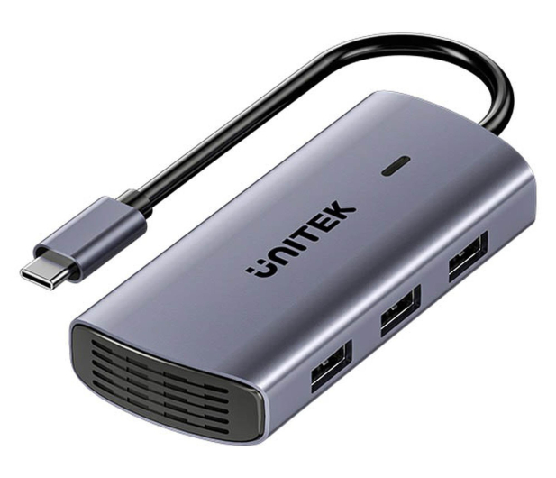 Unitek USB-C 6w1 3x USB-A 5Gbps PD 100W HDMI 4K@30Hz RJ45 - 1576039 - zdjęcie